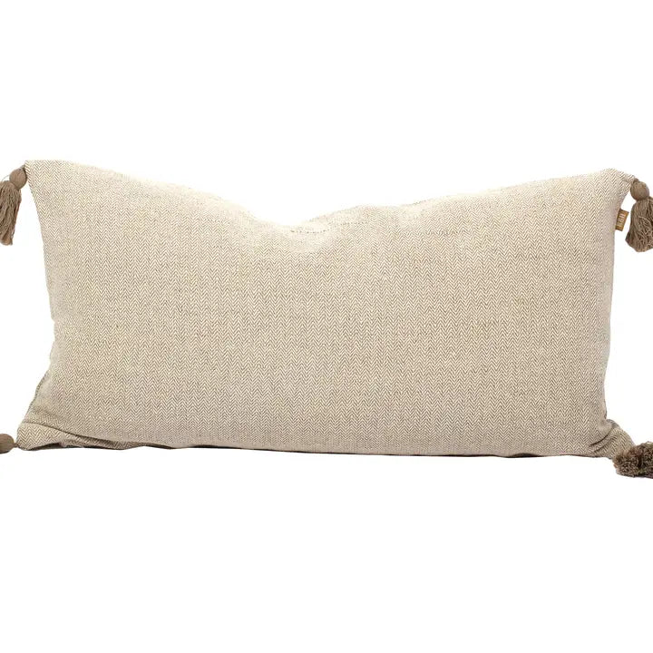 Taupe Herringbone Lumbar Pillow